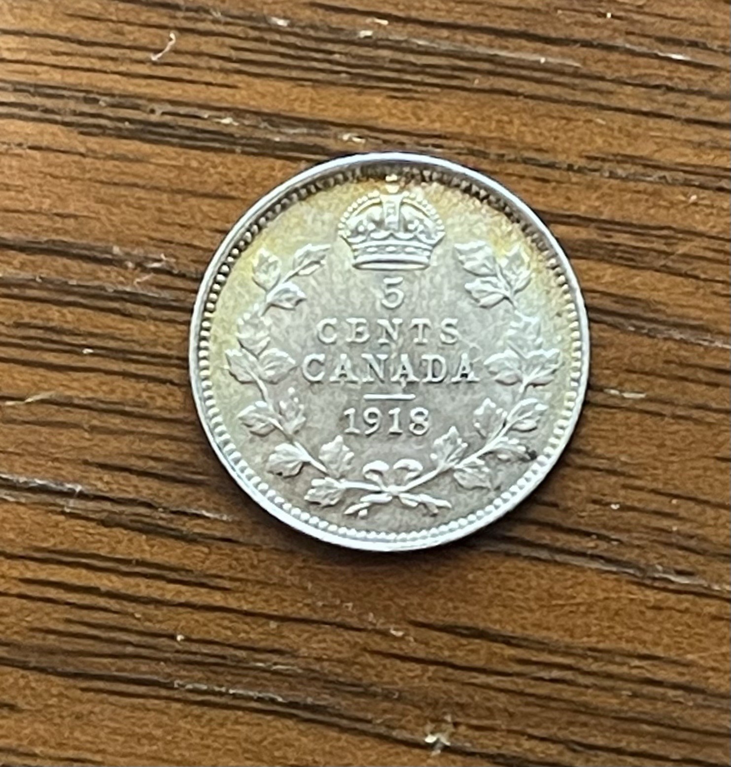 Canada 5 Cents Silver 1918 High Grade..TM1059
