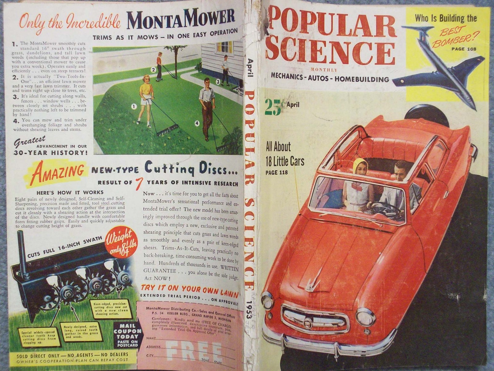 1953 POPULAR SCIENCE APRIL  WHO IS BUILDING THE BEST BOMBER  ALL ABOUT 18 LITTLE