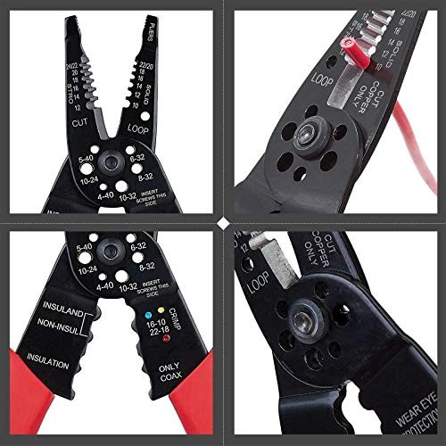 WGGE WG-015 Professional 8-inch Wire Stripper/Crimping Tool, Cable Cutter/Cri...
