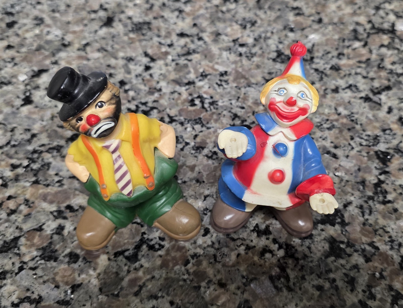 (2) 1977 Wilton Woodridge Clown Cake Decoration Toppers Children Birthday Party
