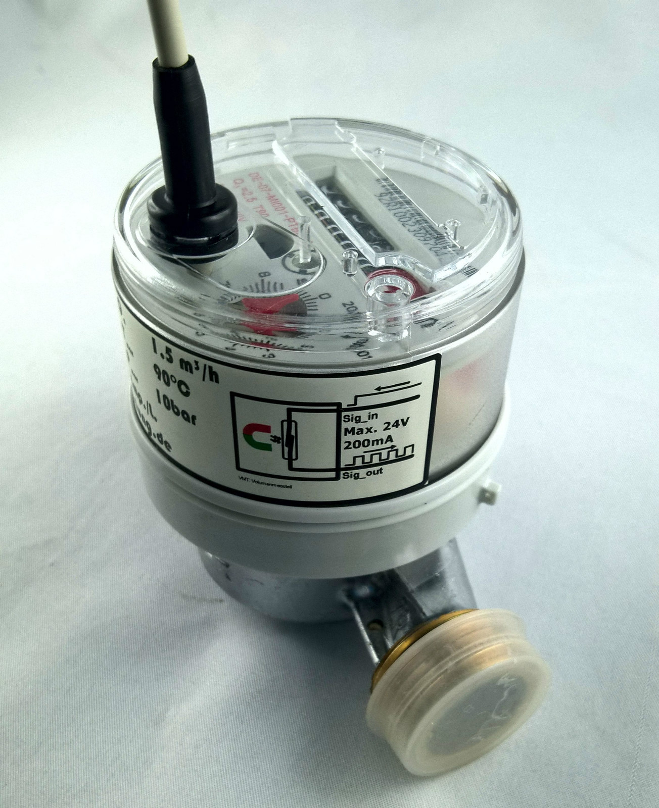 Flow meter volume flow sensor Qn1.5m³/h 1 or 2 Imp./L reed contact. 3/4"AG