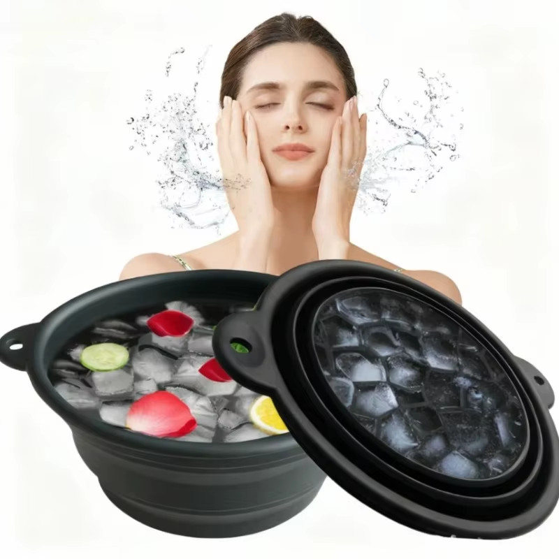Portable Foldable Silicone Ice Basin Facial Massage Bowl US