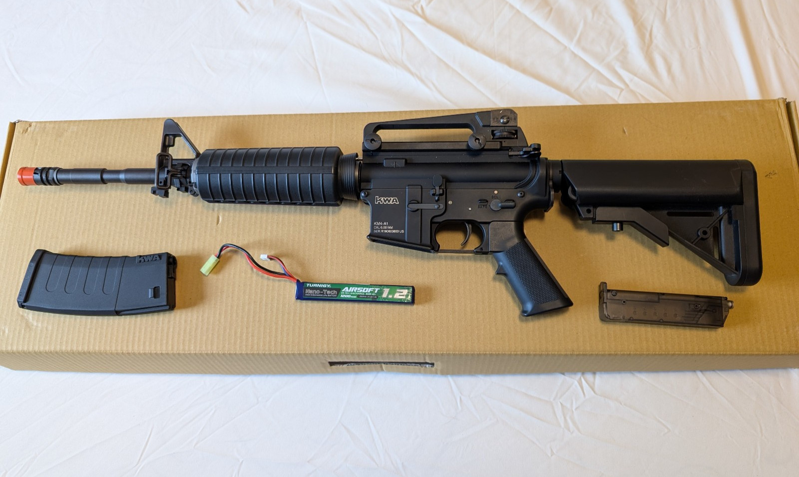 Airsoft KWA KM4A1 Full Metal Airsoft Electric Rifle AEG - Black, 400 FPS