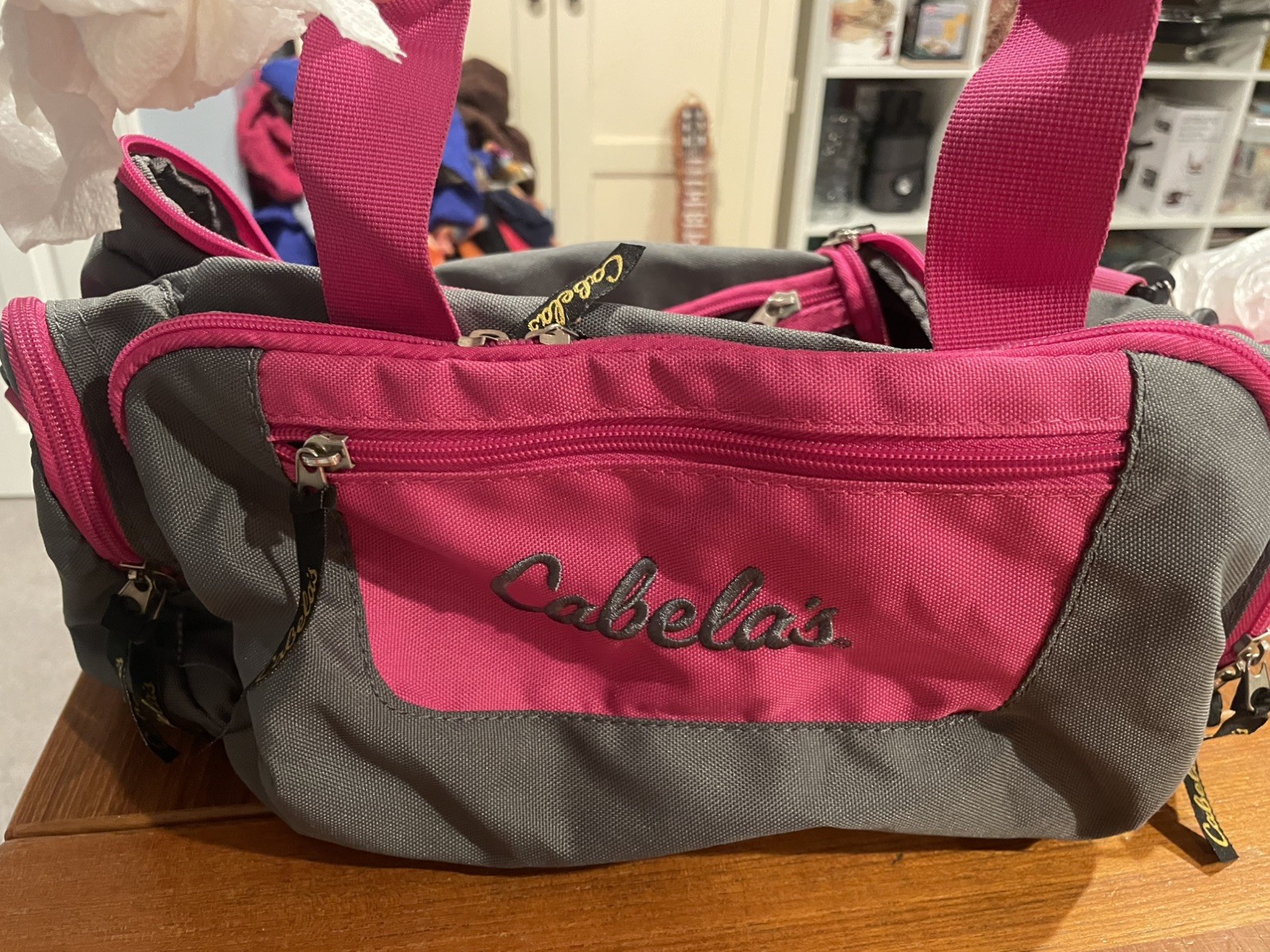 Cabela’s Pink Gray Duffle Bag 15” Gym Overnight Carry On Travel Duffel