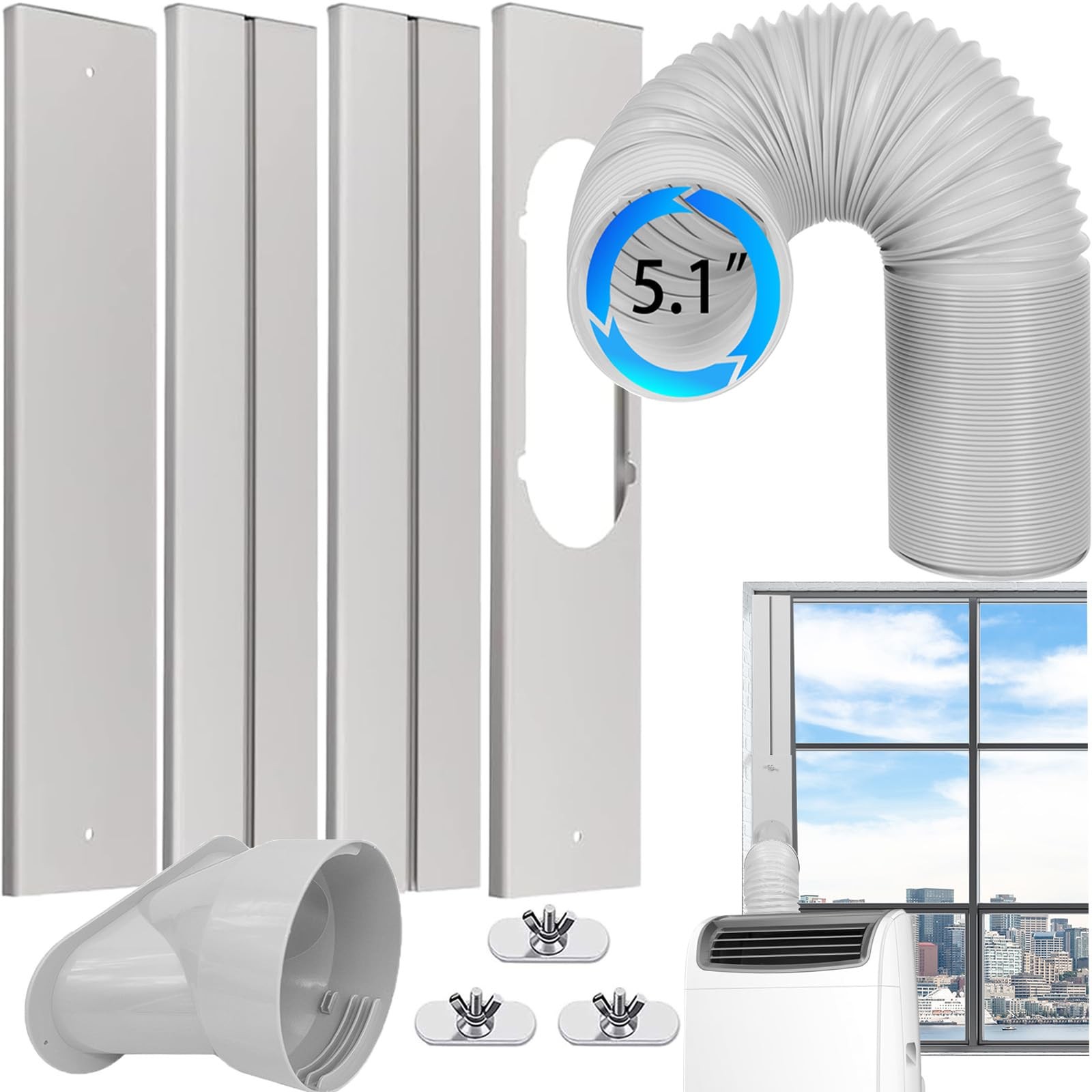 Nihoney Portable Air Conditioner Window Vent Kit Exhaust Hose 5.1 Inch Diameter