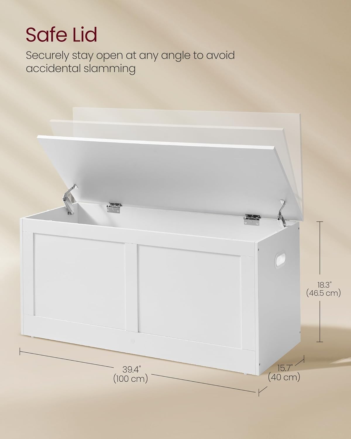 Versatile Storage Bench with Safety Hinges - Perfect for Entryway, Cloud White