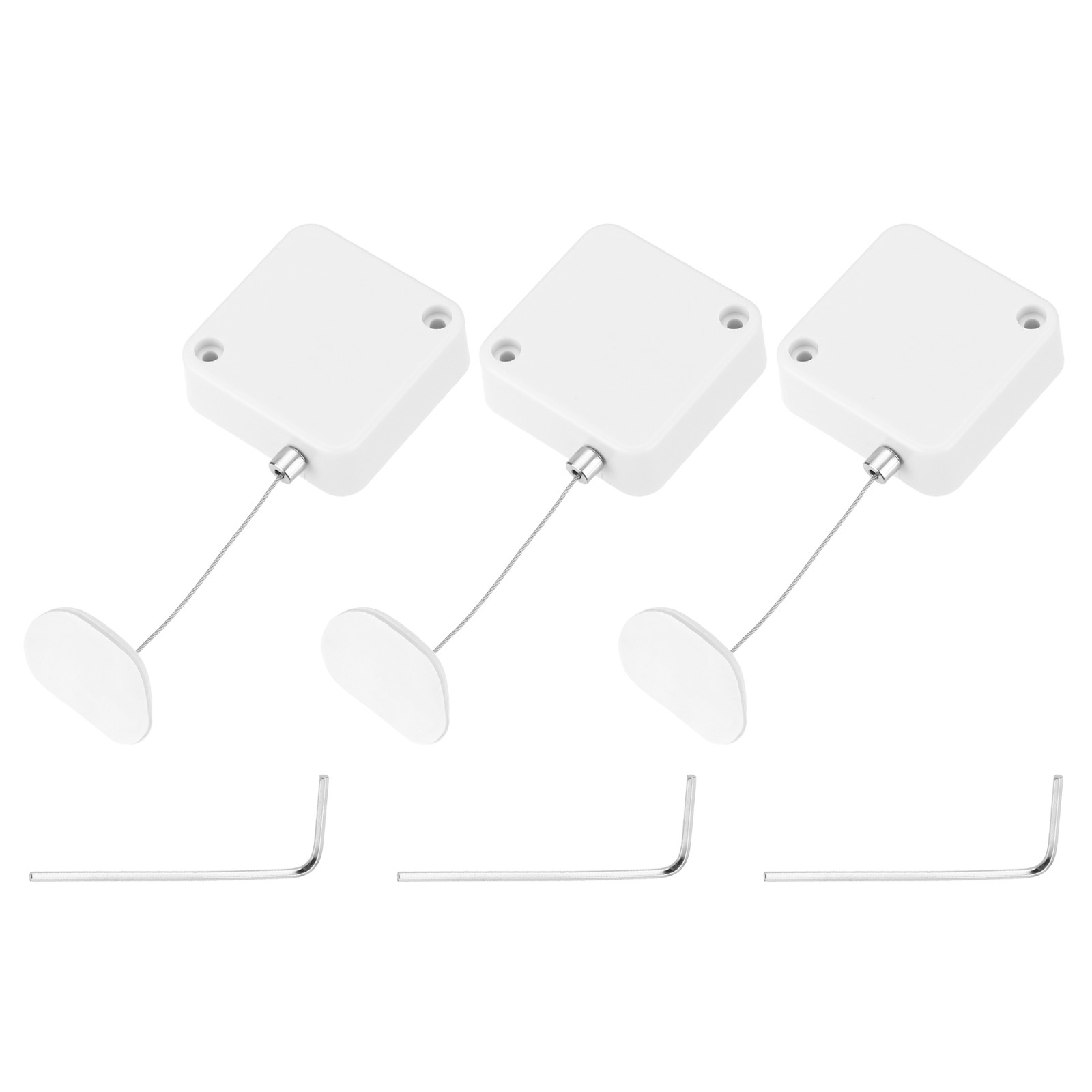 3.3 ft Retractable Cable Security Lock with Arc Patch 600g, White, 3 Pack