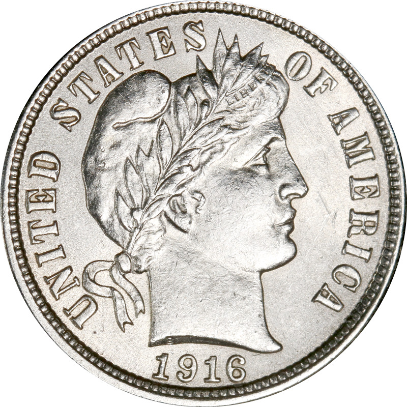 1916-P Barber Dime -Brushy