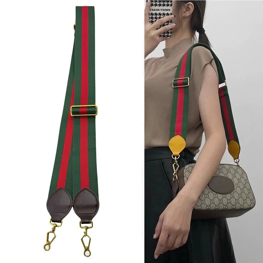 New Crossbody Shoulder Strap Gucci Replacement No Logo Green-Brown Web Leather