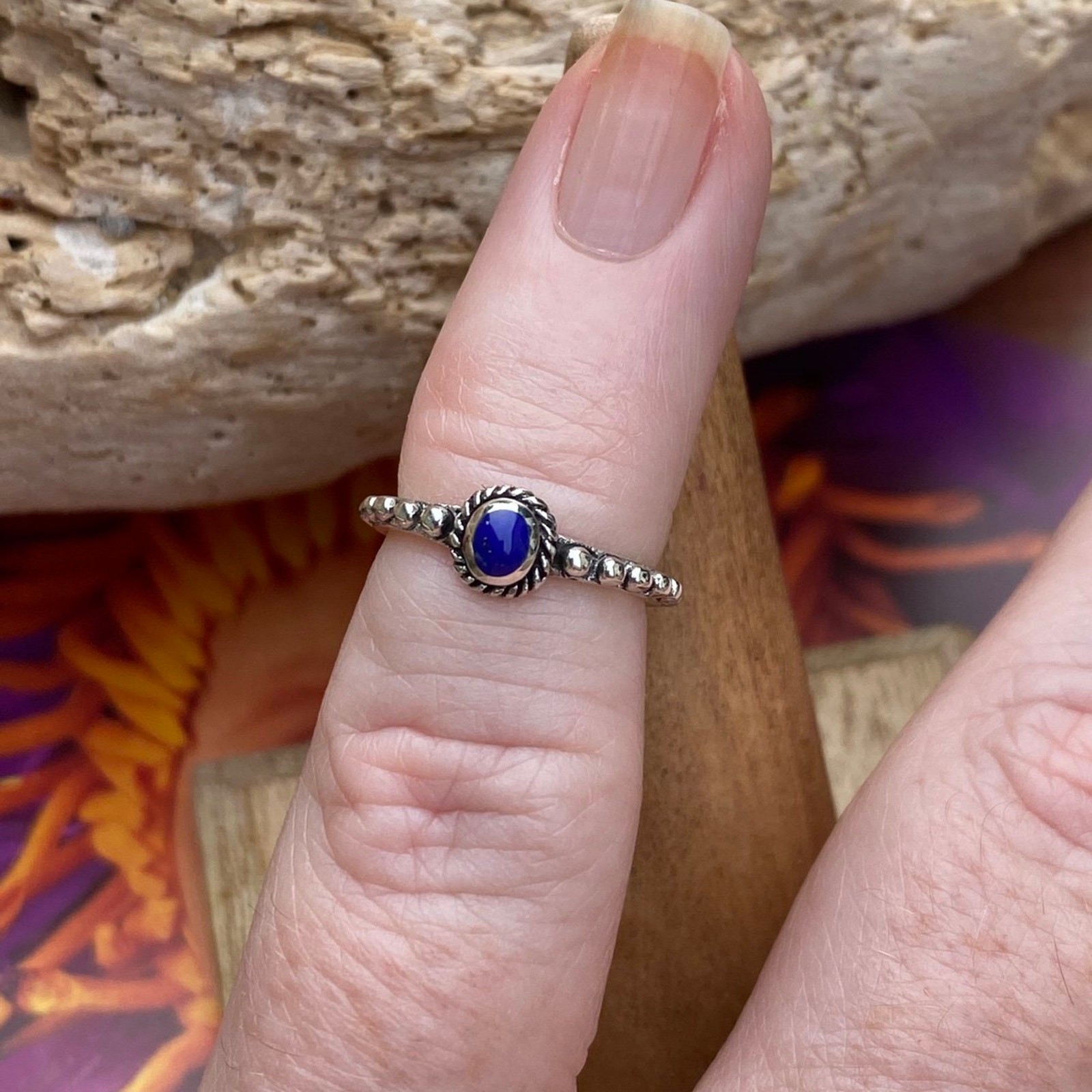 Lapis Bali Style Sterling Silver Toe Ring