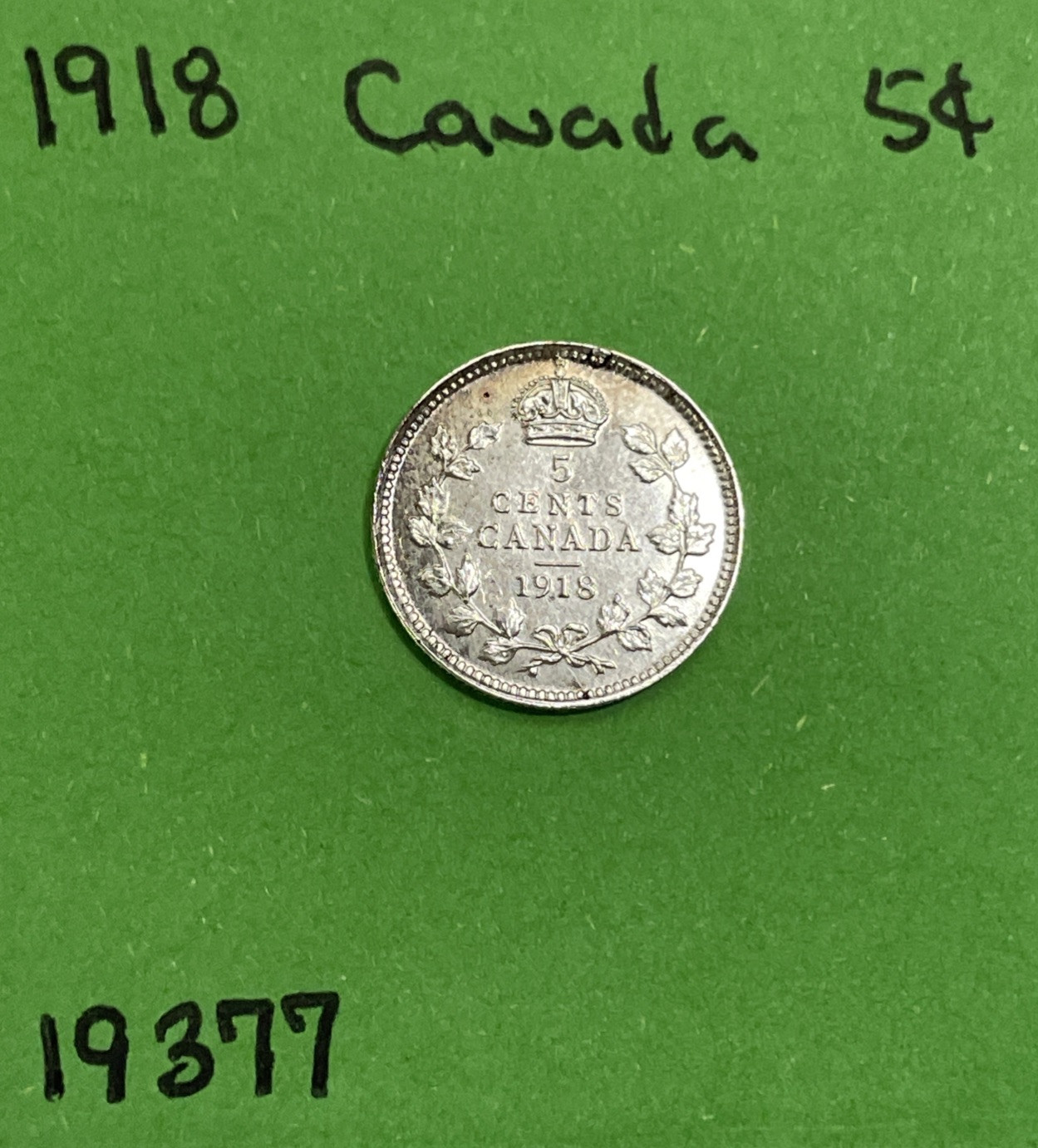 1918 Canada 🇨🇦 5 Cents George V  BU Gorgeous Coin Nice Toning