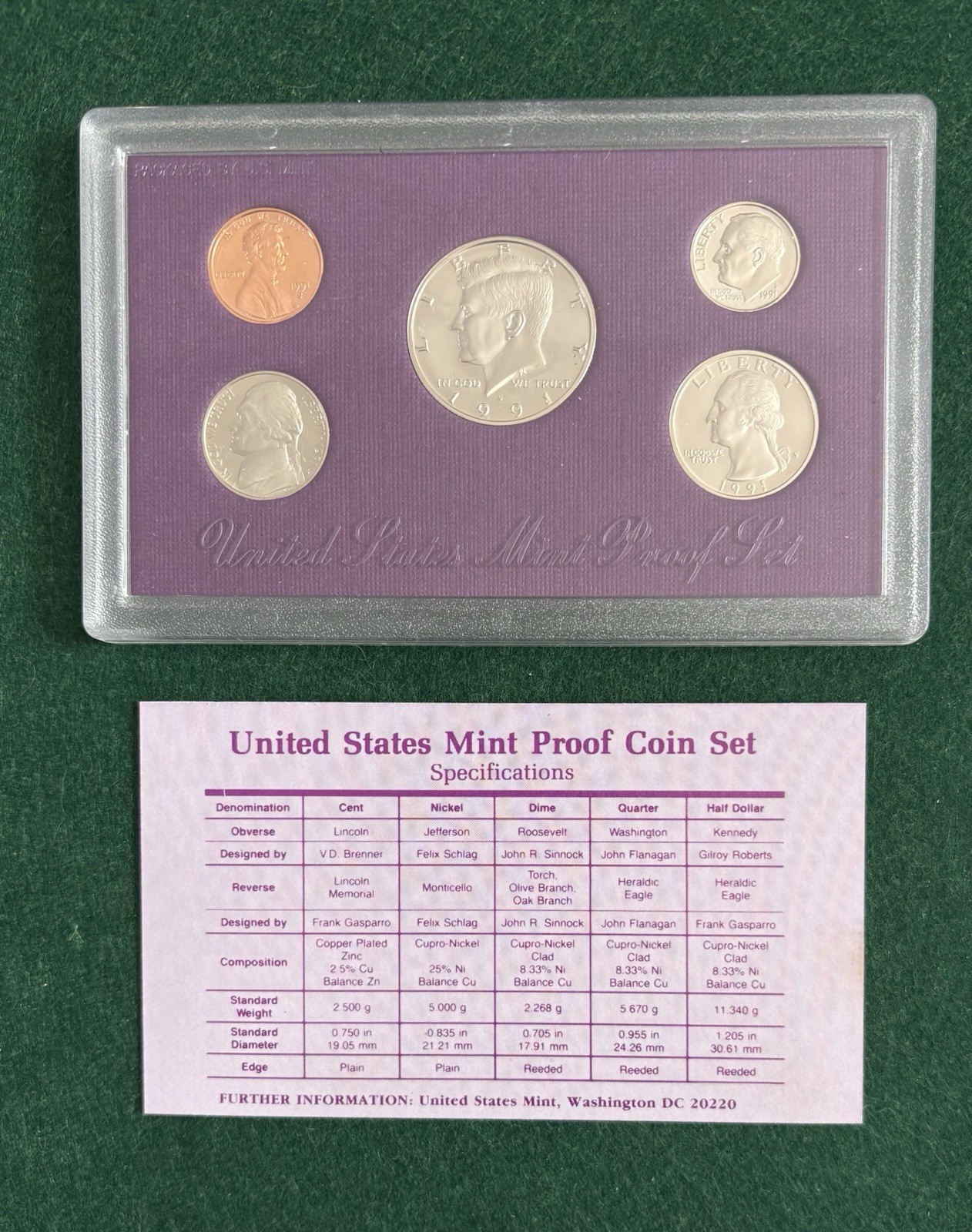 1991 Proof Set in OGP COA Uncirculated. This set is in extremely good condition.