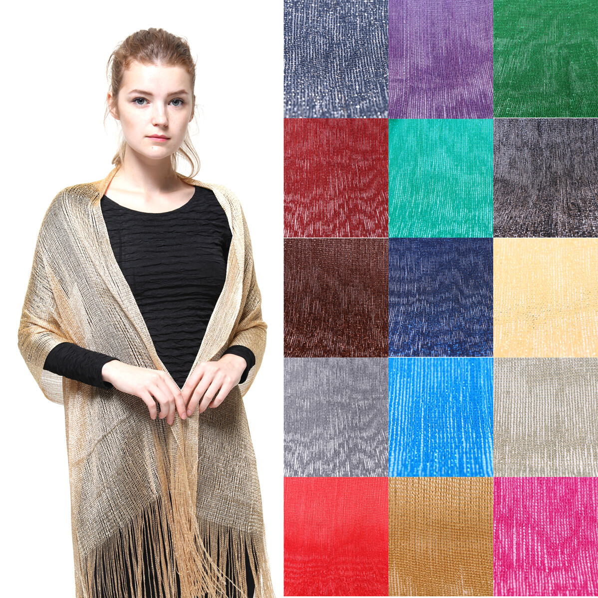 Women's Wedding Evening Shawl and Wrap Glitter Metallic Party Dresses Scarf