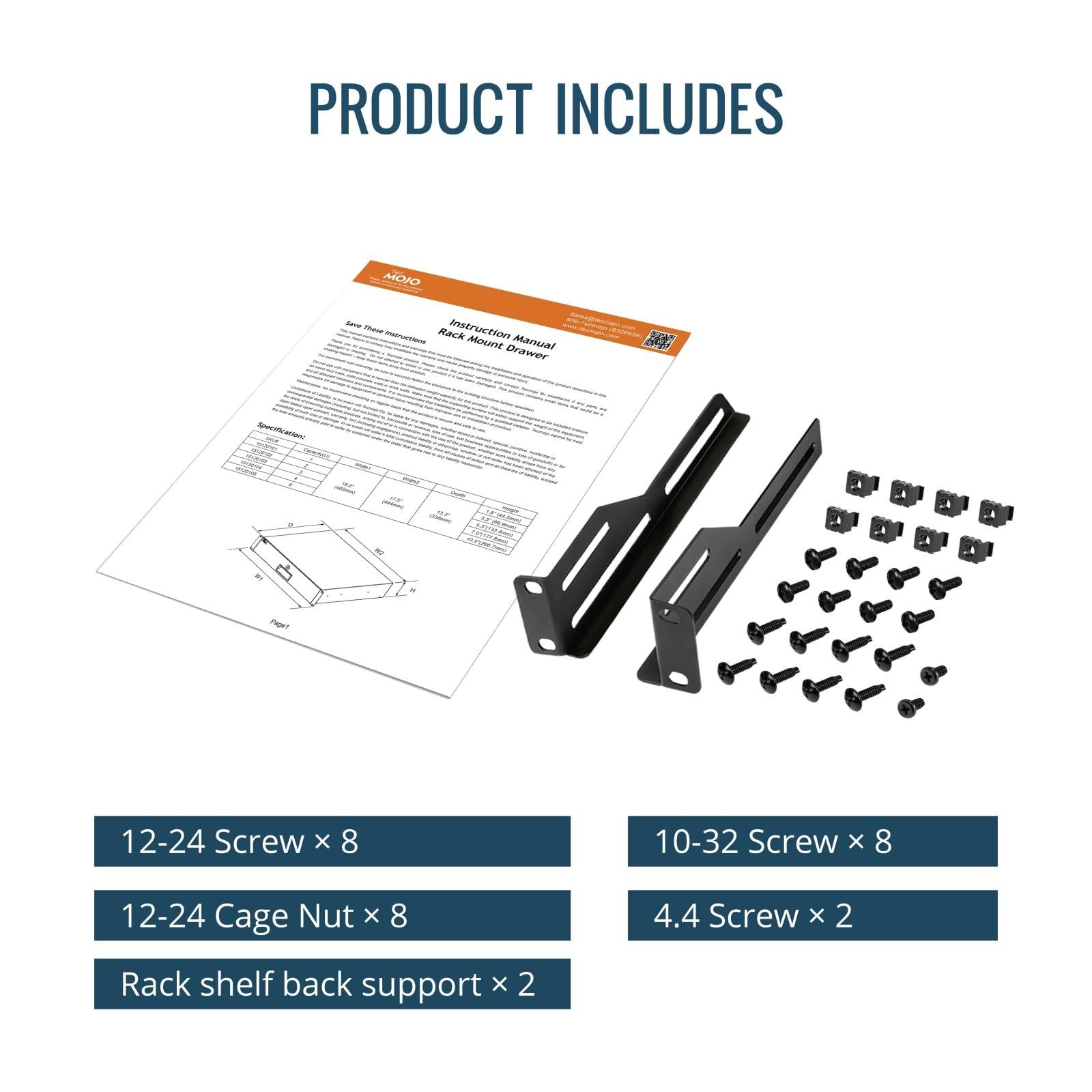2U Rack Drawer,Rack Mount Drawer for 19in Network Equipment/Server/AV Rack or...