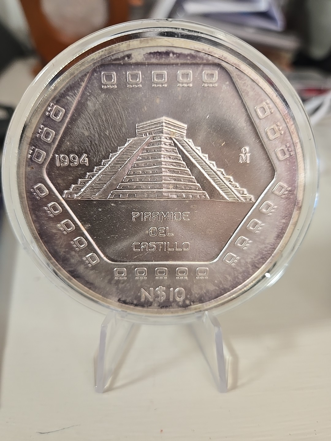 MEXICO RARE 5 Onzas SILVER  .999  Piramide del castillo