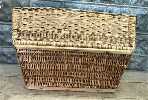 Rectangular Wicker Basket, Vintage German Woven Basket, Storage Organizer C37,
