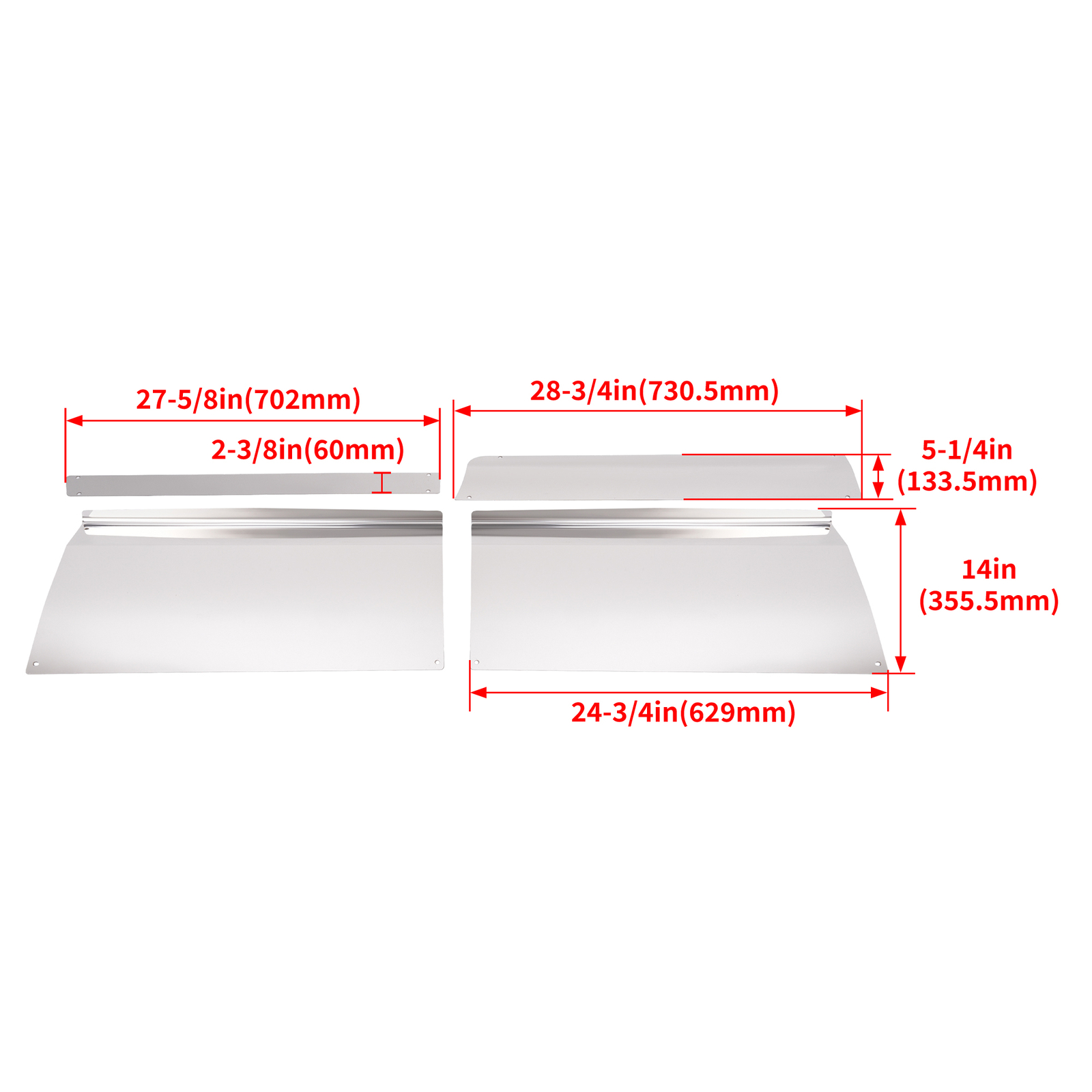 2Pcs Front Upper & Lower Kick Step Plate Panel Silvery For Kenworth T680