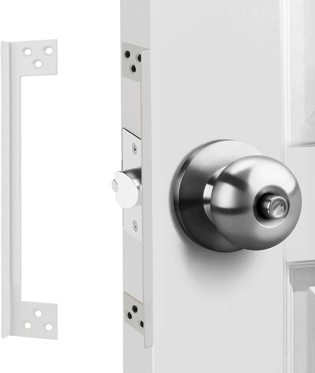 Door Latch Shield Plate Outswing Security Guard Cover Deadbolt Protector 7 In