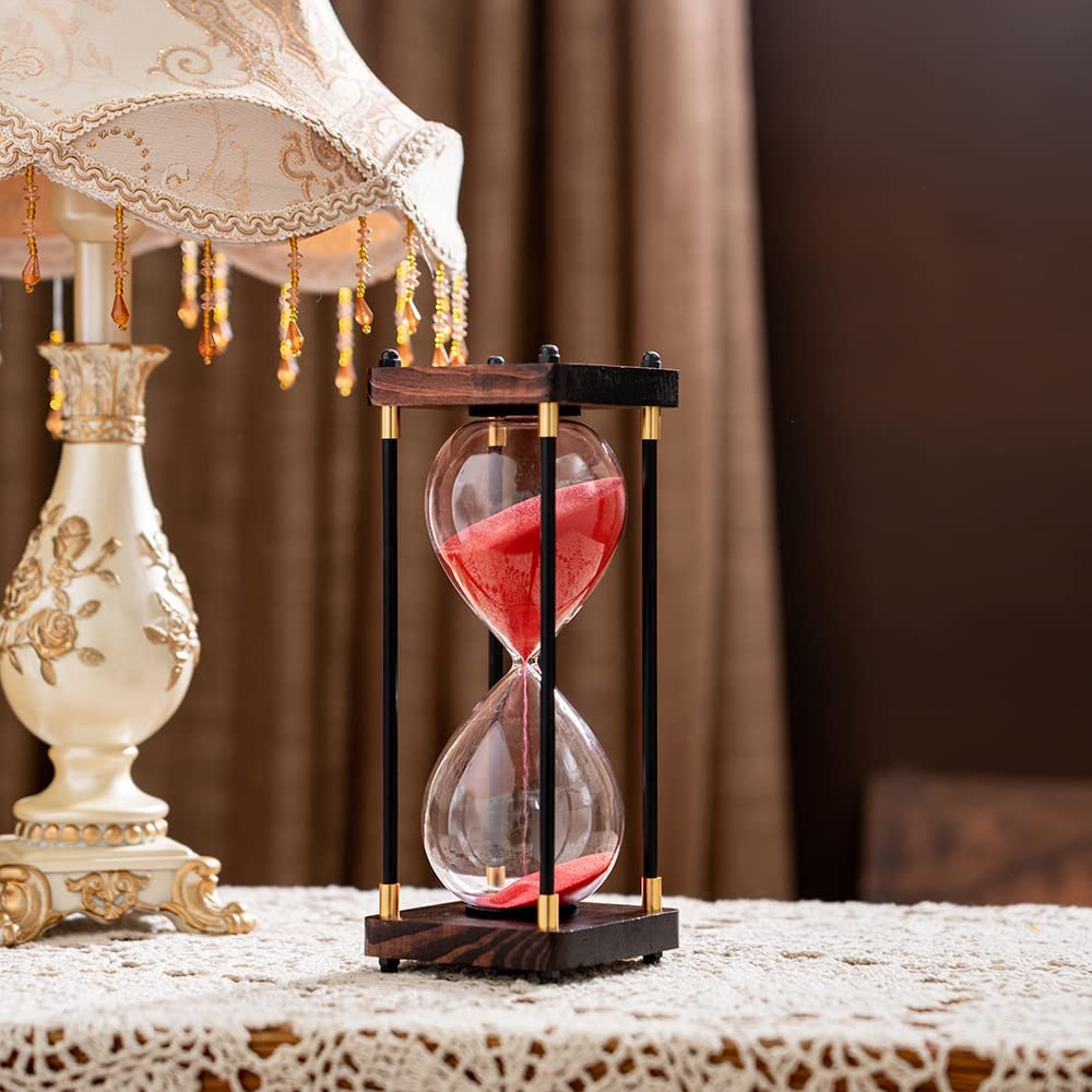 Large Sand Timer, Hourglass Timer 60 Minutes,Vintage Wooden Hour Glass Timer,Mod