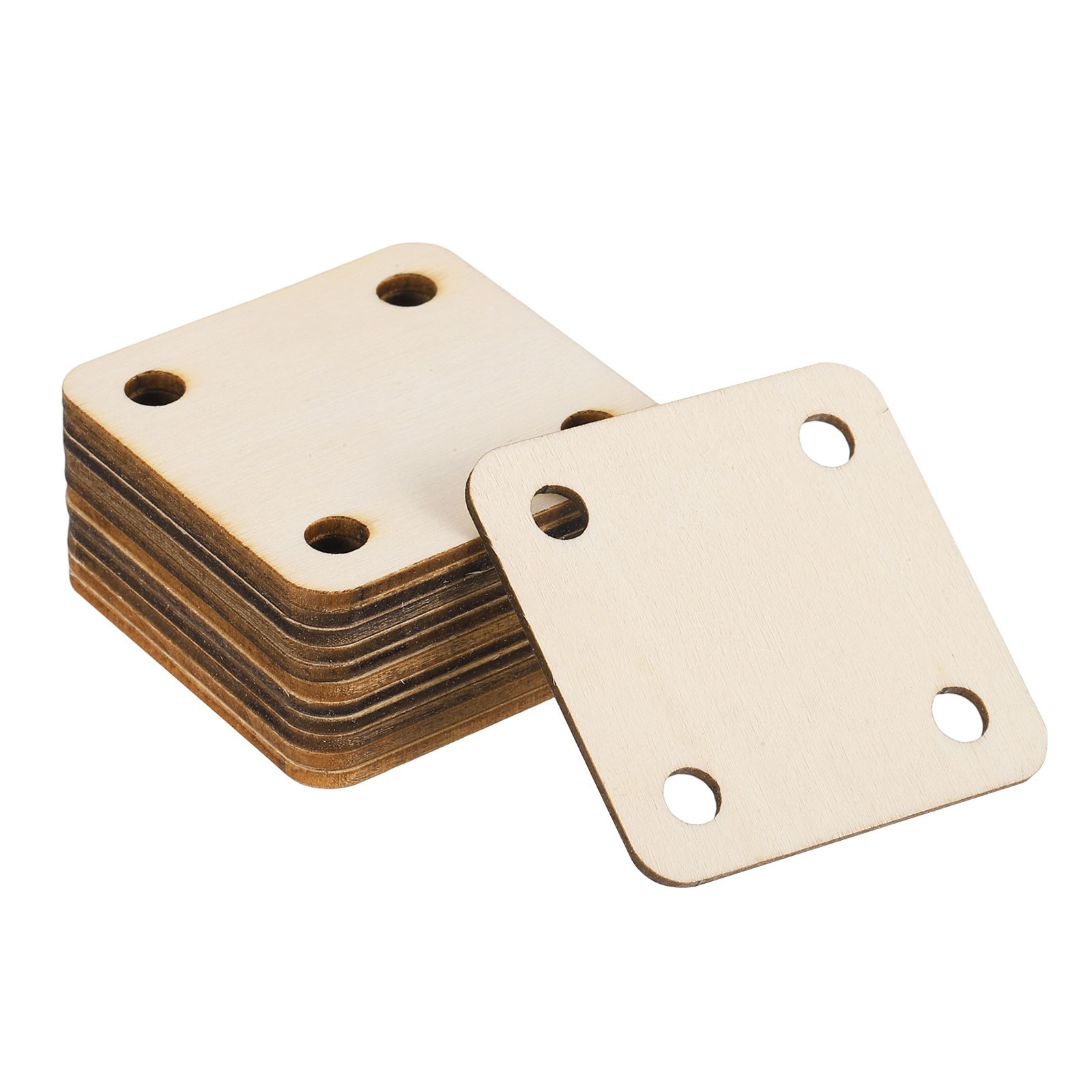 12pcs Wooden Weaving Card, 4 Holes 0.24 Inch Dia 2x2 Inch Square Loom Cards