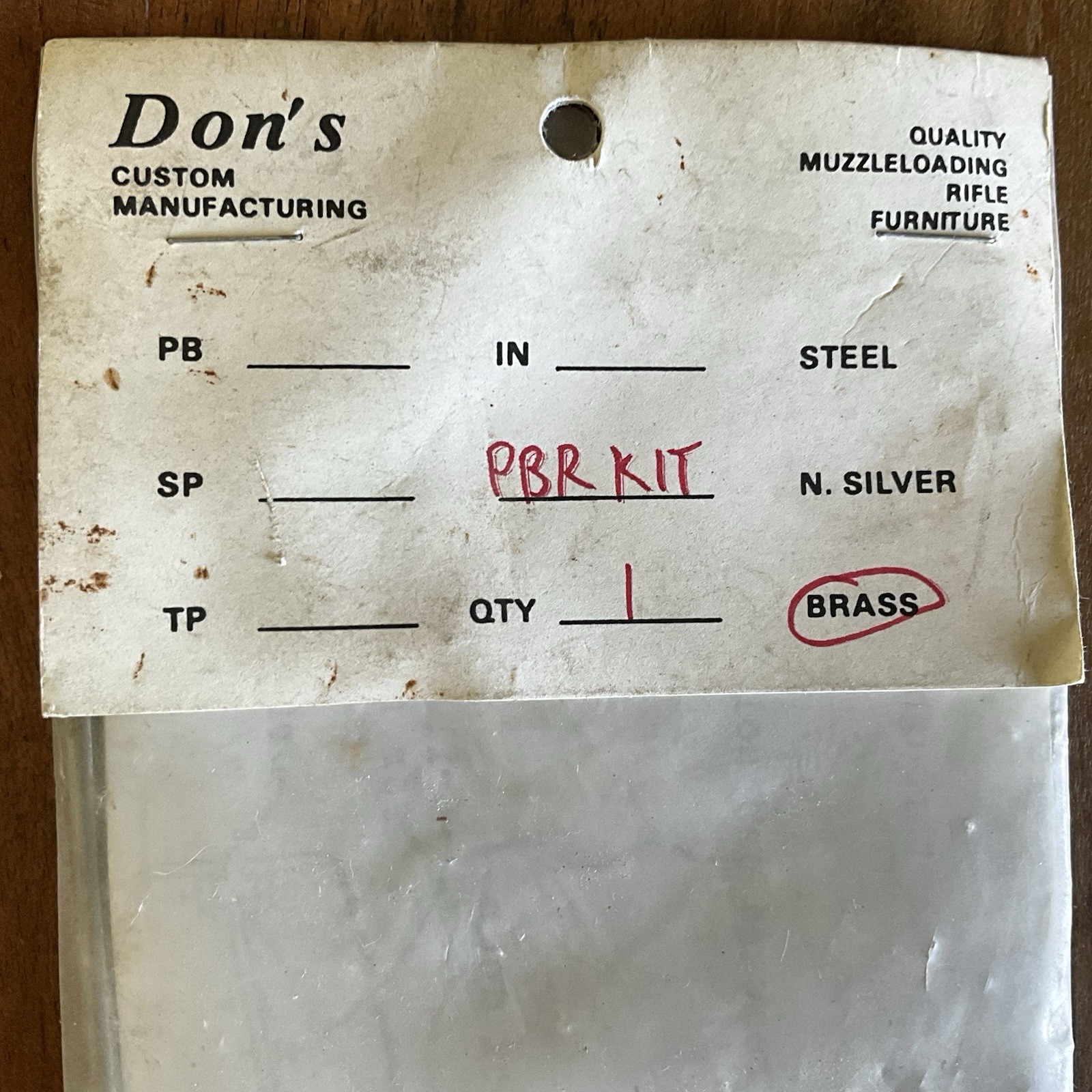 Dons Custom Manufacturing Muzzleloader PBR Kit Brass Parts