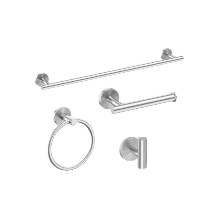 Ushower 4 Pcs Bath Set, Tissue Roll Holder, Towel Racks, Towel Ring, Robe Hook