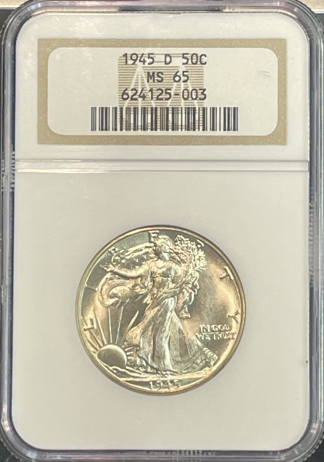 1945-D Walking Liberty Half Dollar NGC MS-65 (Old Holder) – Bright White Luster