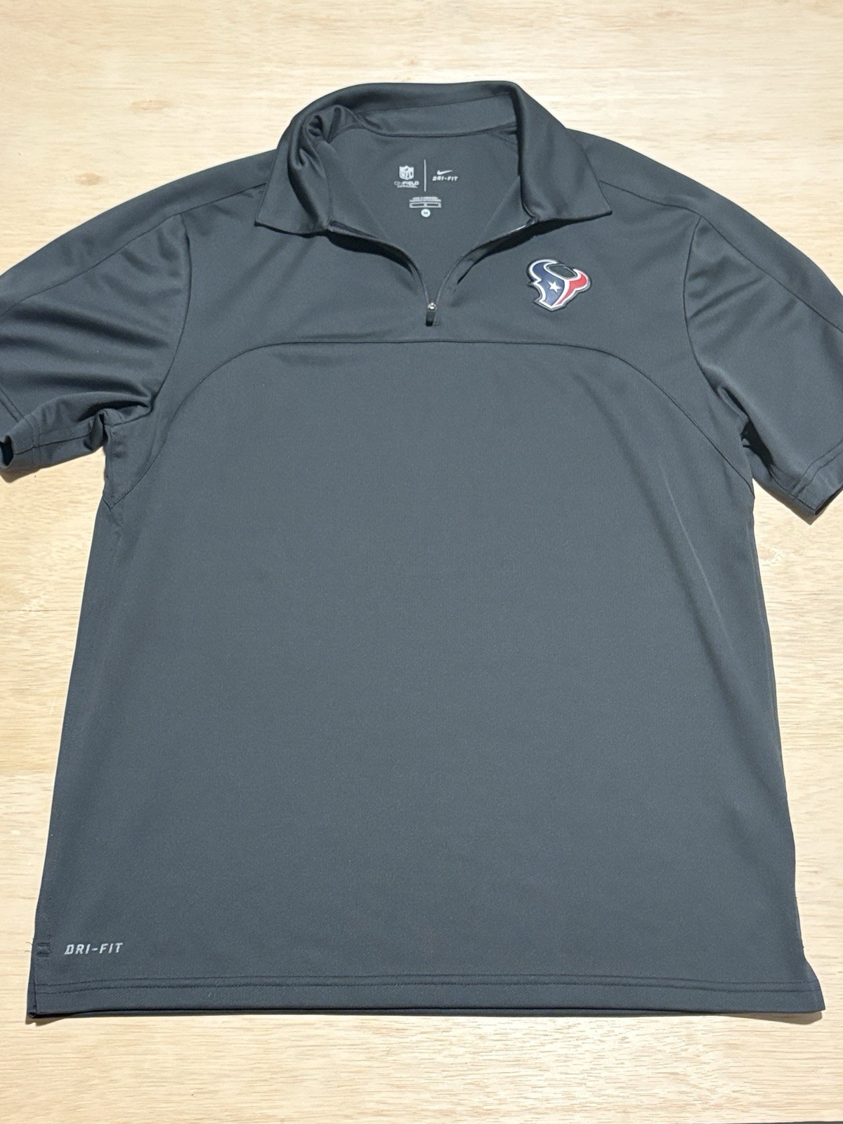 Nike Houston Texans Blade Collar Polo Shirt Mens Medium Dri Fit Zip Up