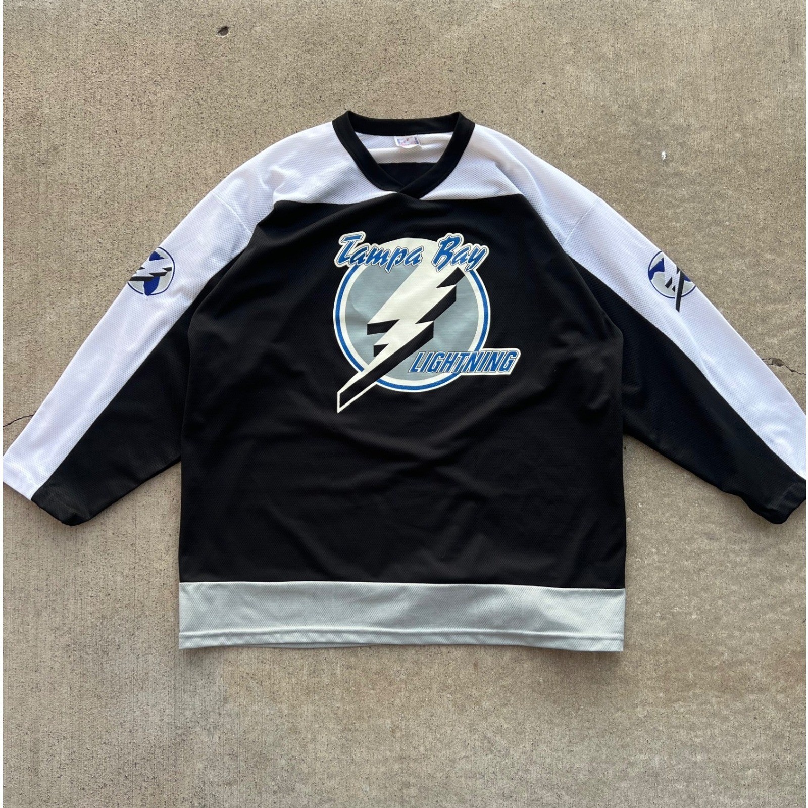 Vintage 90s Tampa Bay Lightning Hockey Jersey XL The Bench Made in USA Black