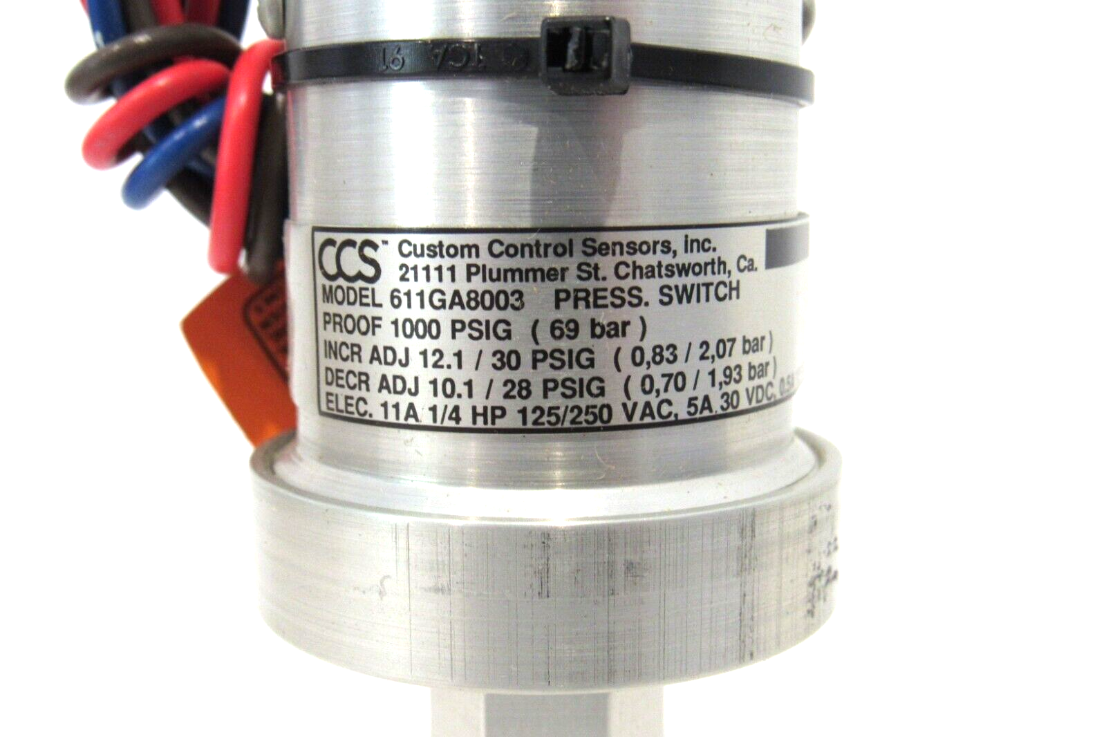 NEW CUSTOM CONTROL SENSORS 611GA8003 PRESSURE SWITCH