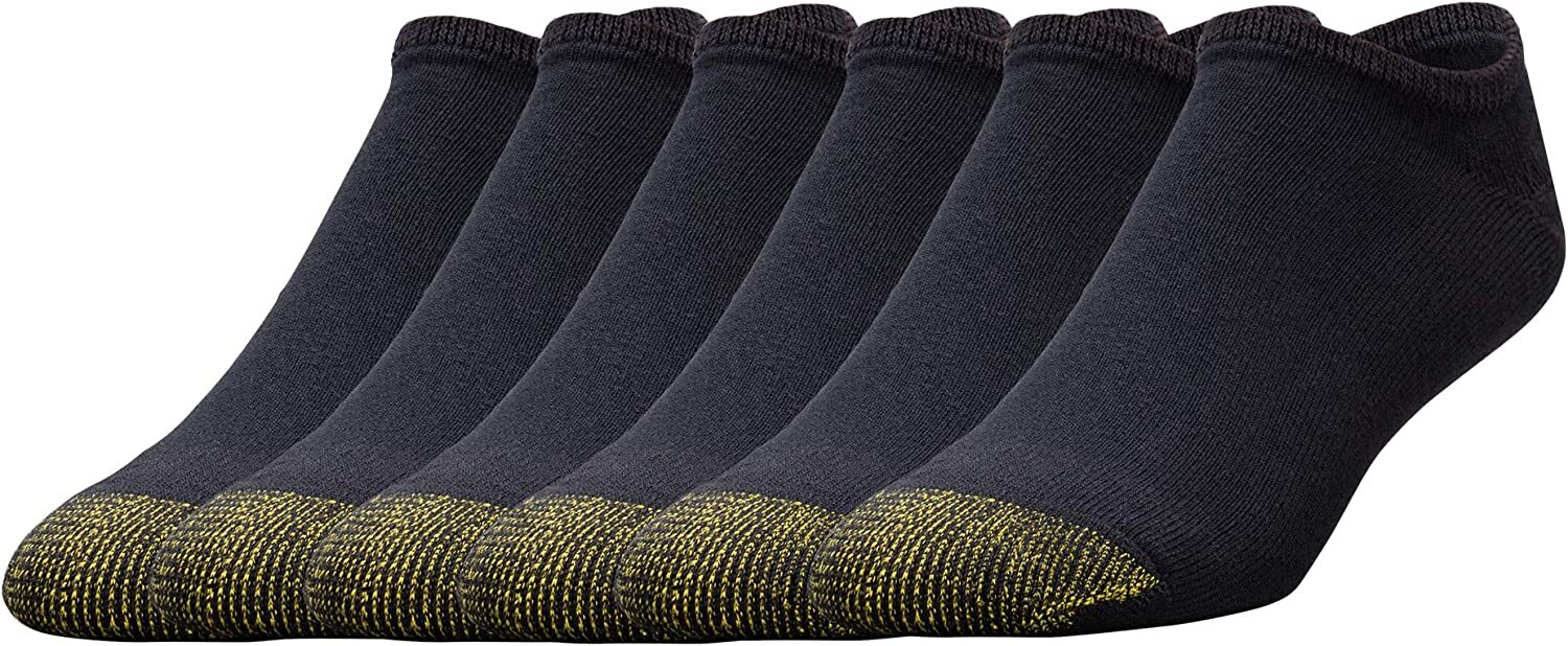 GoldToe Men's 656f Socks No Show 6-Pk Breathable Soft Cotton Blend - All Colors