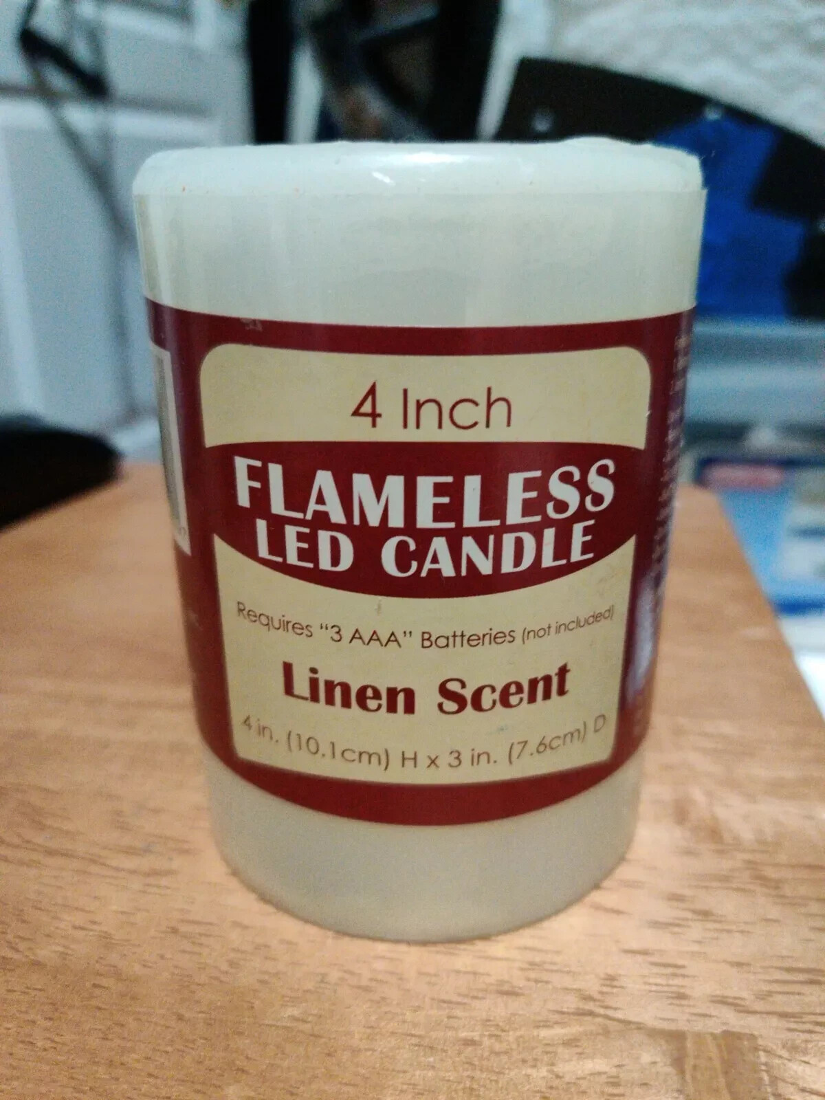 4" LED Pillar Flameless Candle White Linen Scent Holiday Decoration X-Mas