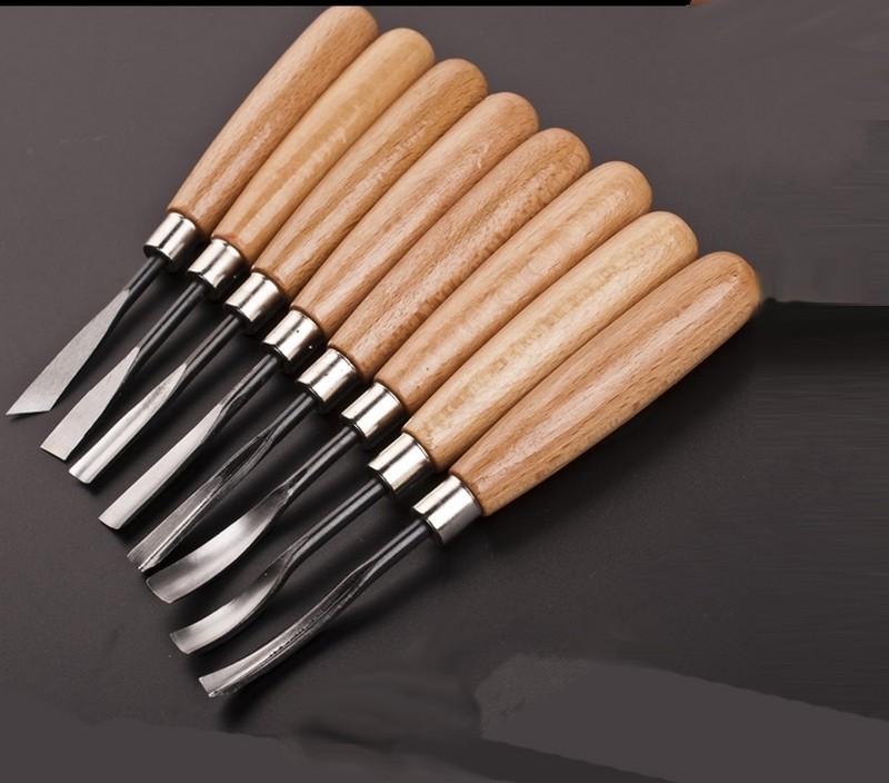 8 Pcs Hand Wood Carving Chisel Knife Detail Carpentry Woodworking DIY Tool