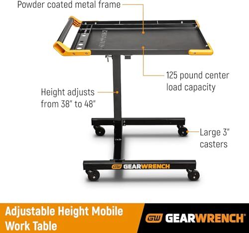 GEARWRENCH Mobile Workbench Adjustable Height Solid Steel 125 lb Capacity