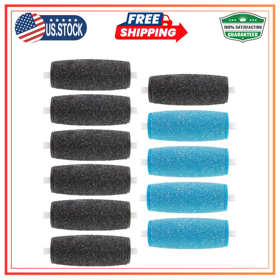 11 Pack Roller Heads for Amope Pedi, 7 Extra Coarse & 4 Regular Coarse Refills
