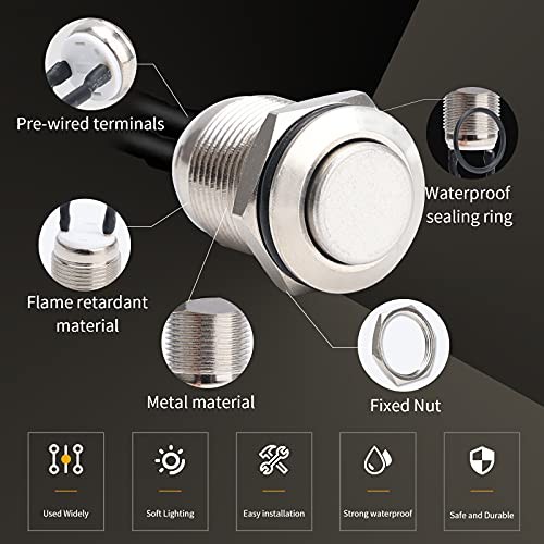 5pcs 12mm Momentary Push Button Switch Silver Shell with pre 12mm Silver Shell