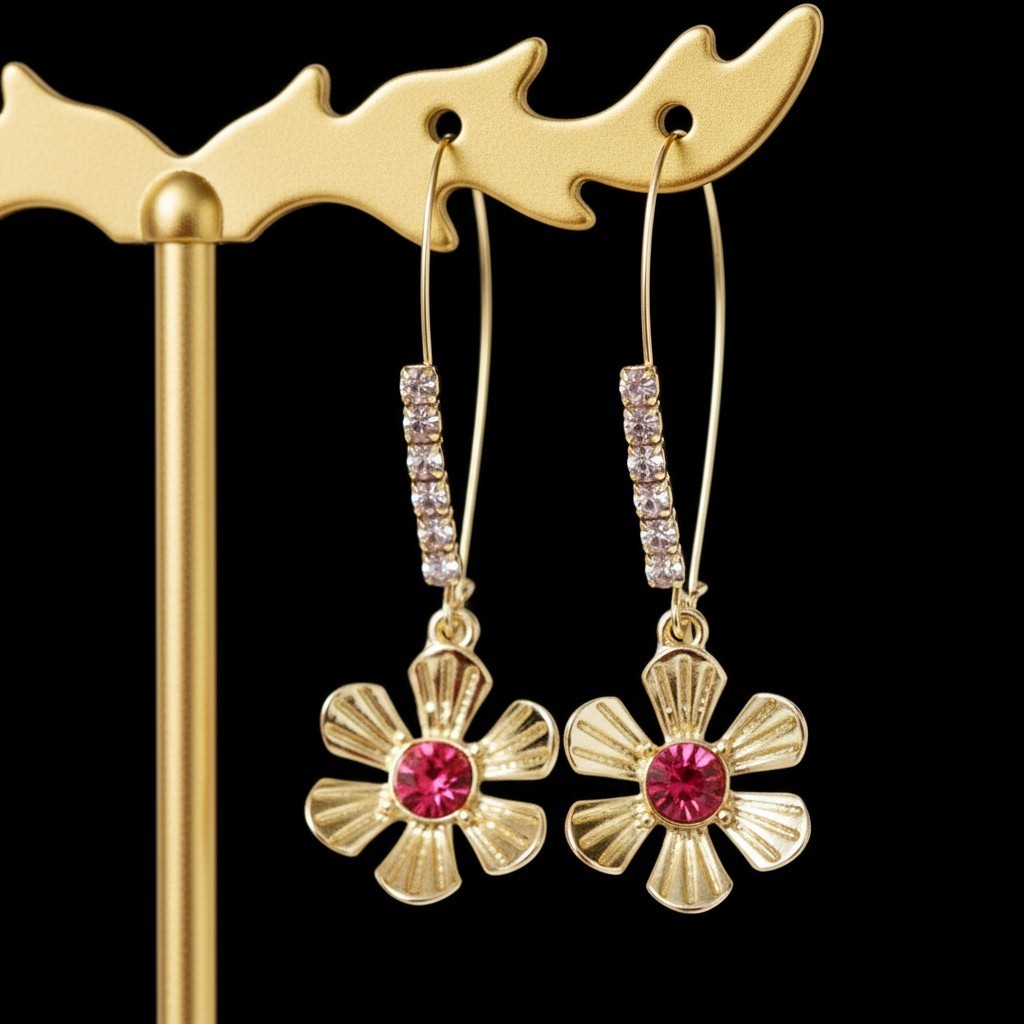 US Seller Betsey Johnson Flower Long Drop Earrings