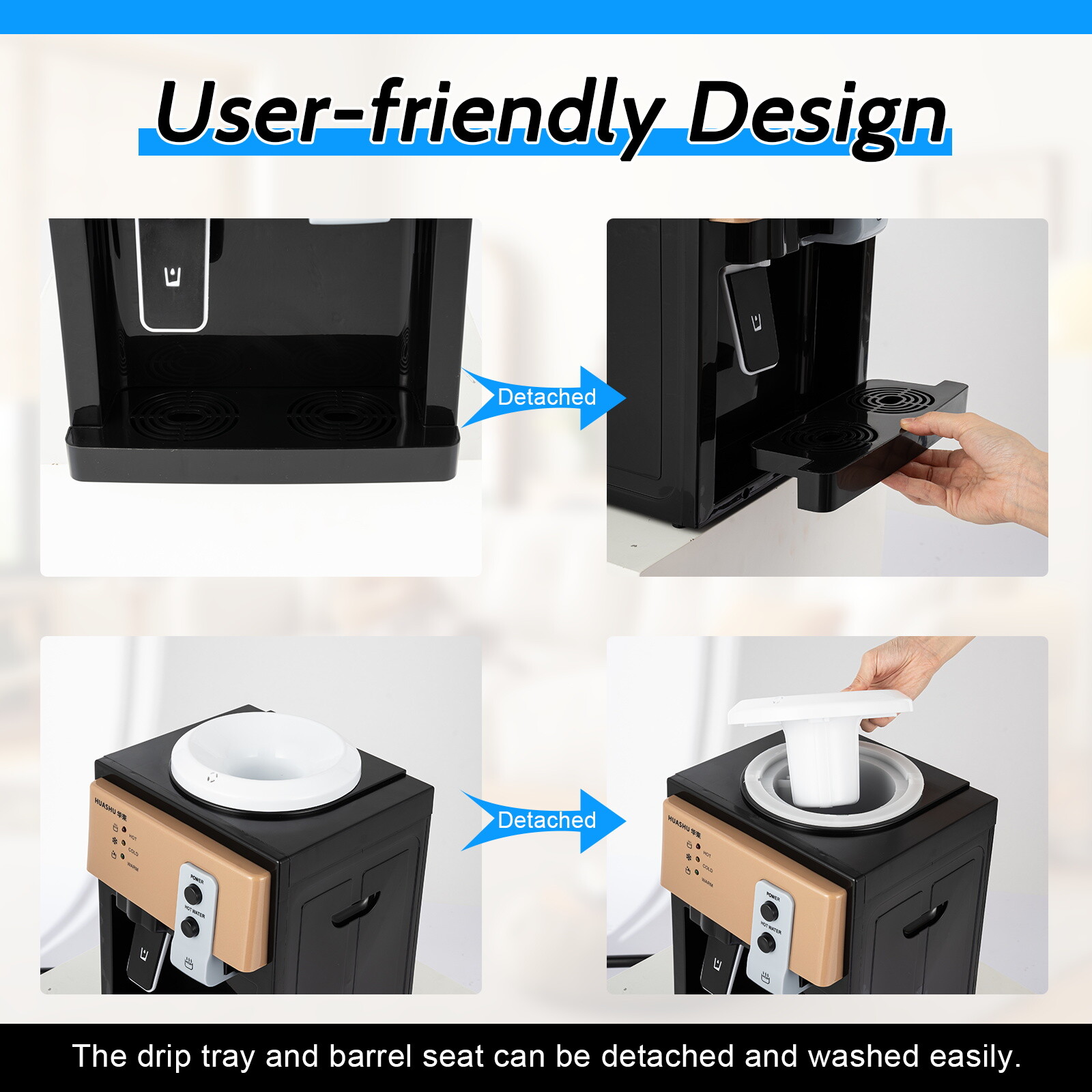 Top Loading Countertop Water Dispenser Hot Cold Water Cooler Drinking Machine US