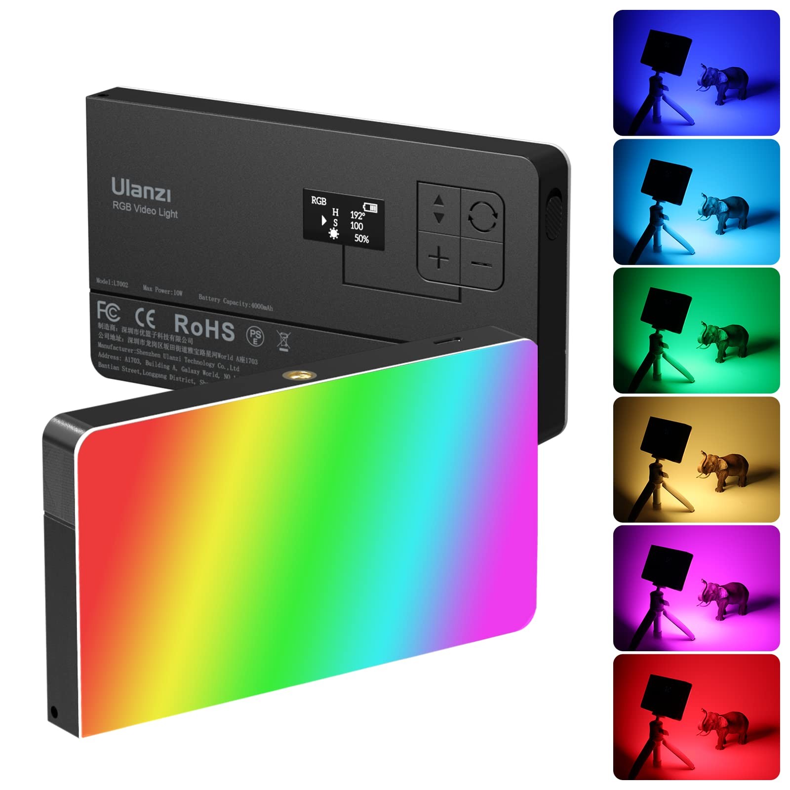 PL-01 RGB Video Light, Portable RGB Camera Light with 4000mAh Battery, 360° C...
