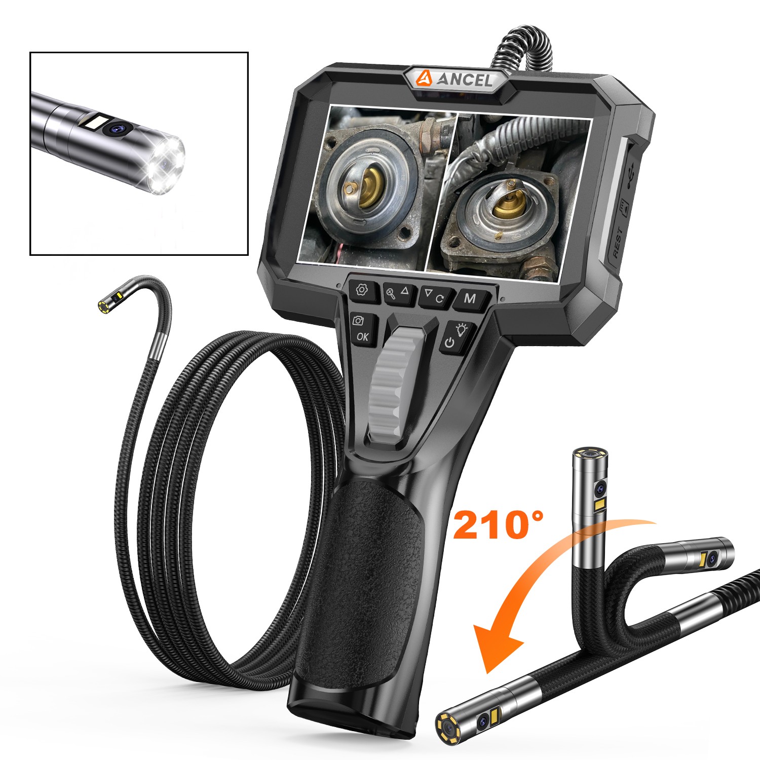 ANCEL AN302 Dual Lens Articulating Borescope Endoscope Camera Inspection Camera