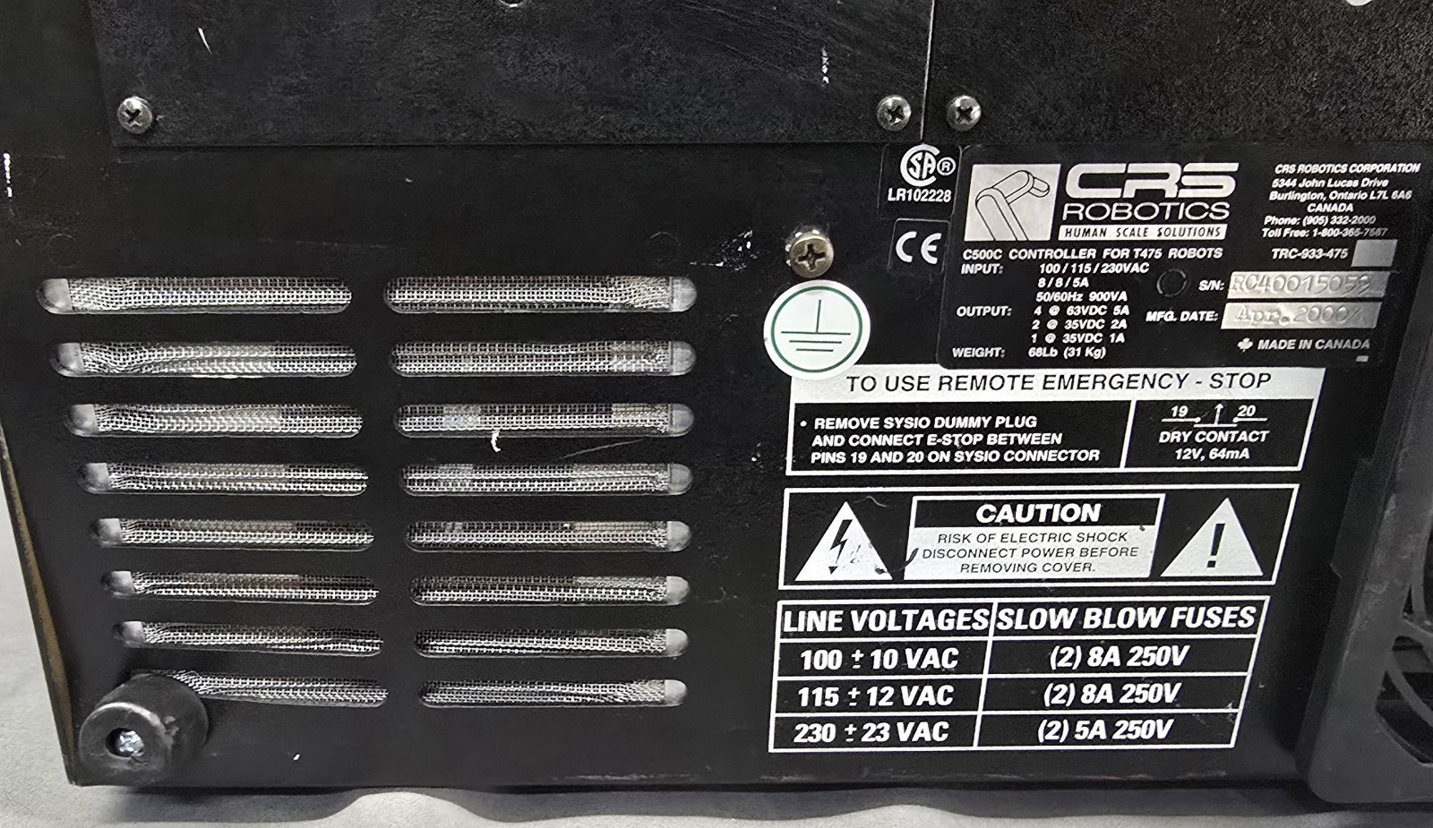 CRS ROBOTICS T475 CONTROLLER FOR ROBOTS