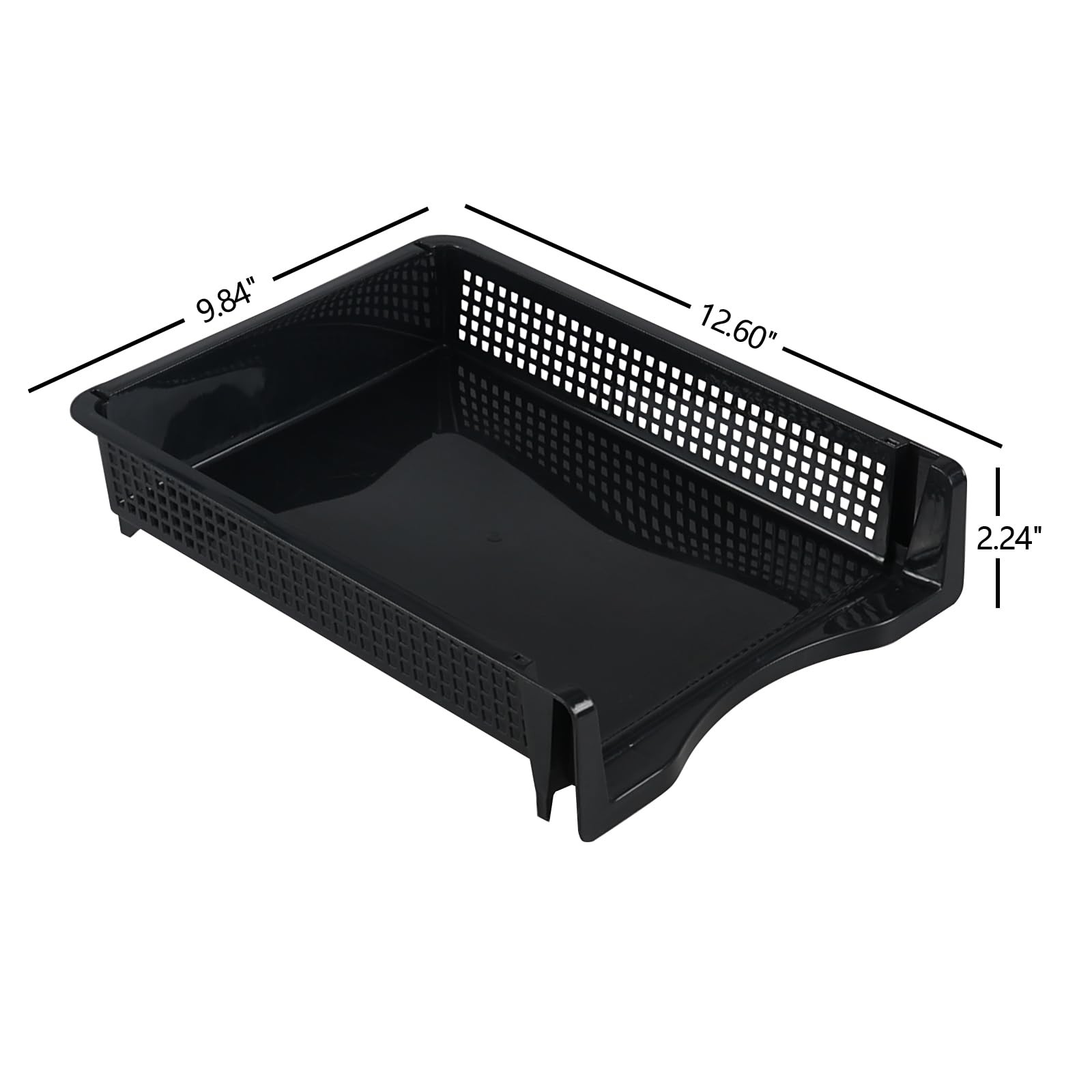 6 PCS Black Stackable Plastic Desktop Document Paper Sorter Bin Holder Tray Rack