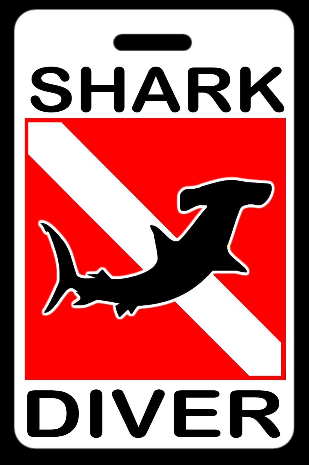 Hammerhead Shark Diver SCUBA Diving Luggage/Gear Bag Tag - New
