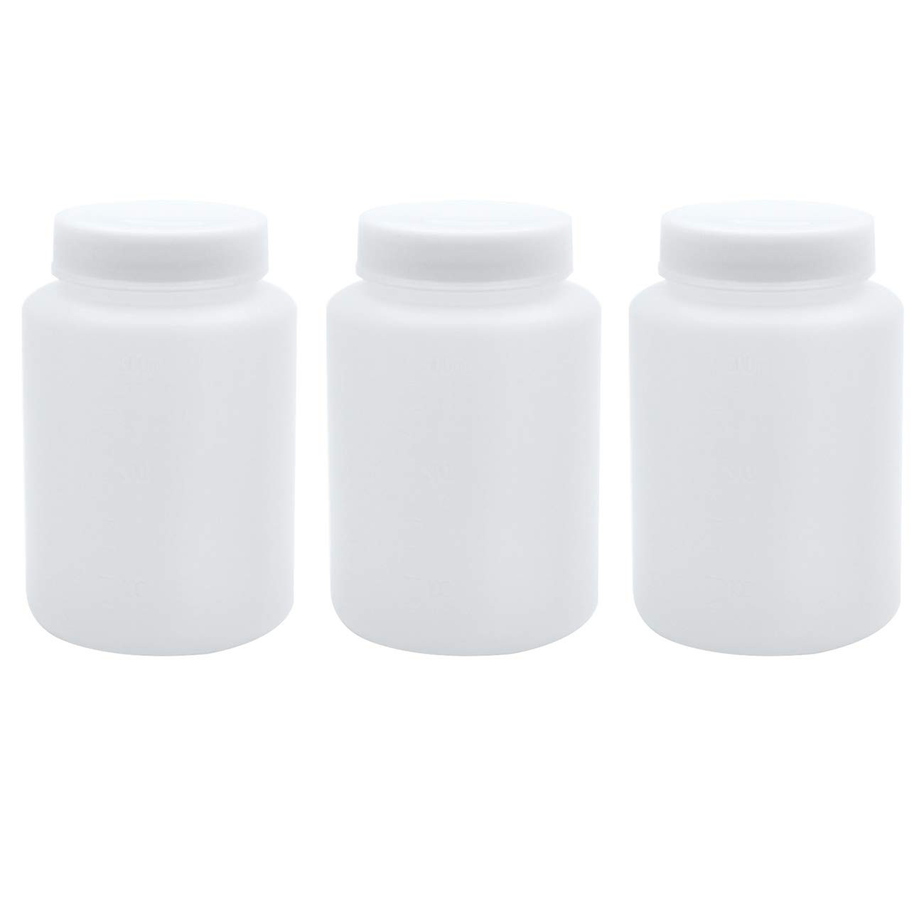 500ml Plastic Wide Mouth Laboratory Reagent Bottles 3 PCS White Sample Seal