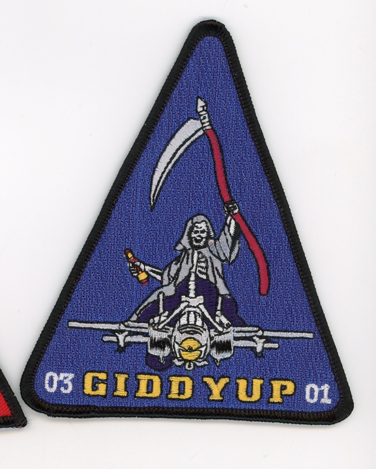 PATCH USN F-14 TOMCAT TRIANGLE VF-101 GRIM REAPERS CLASS 3-01 IRON ON GIDDYUP
