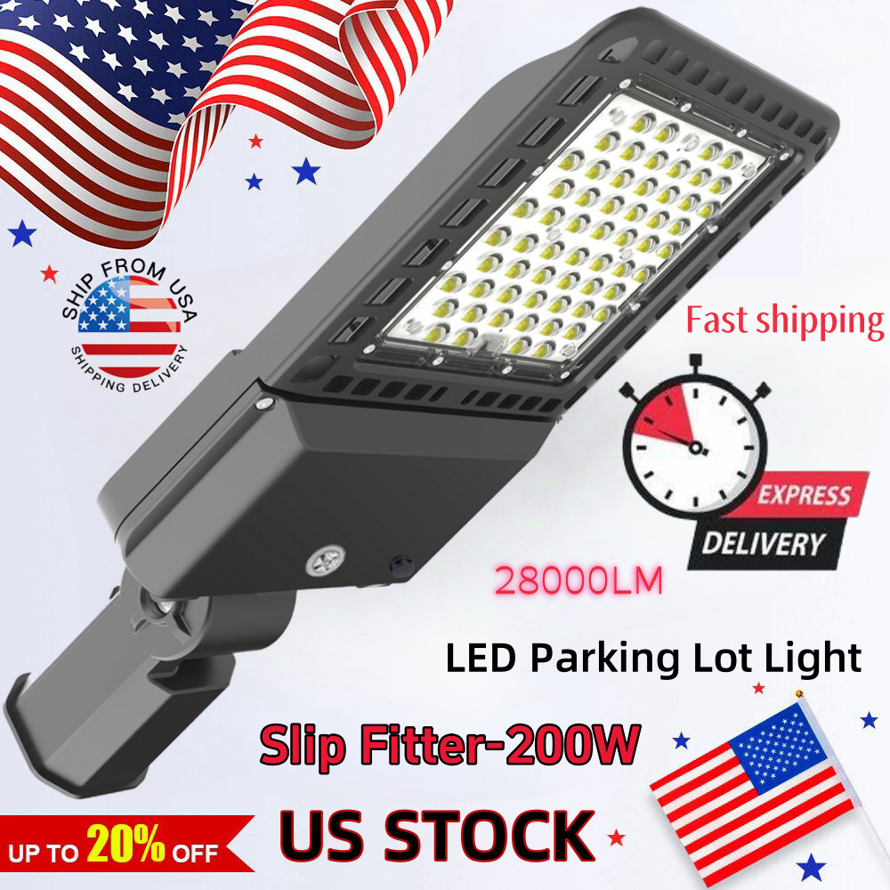 LED Parking Lot Lights Street Light Shoebox Pole Light Fixture Dusk to Dawn 200W