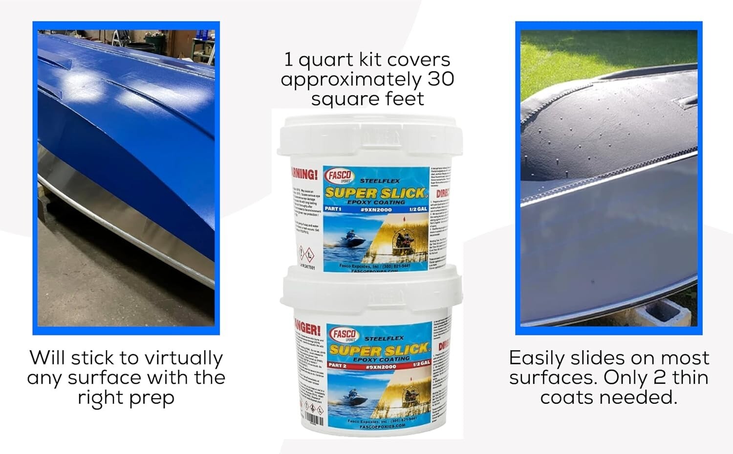 Super Slick 2000 Epoxy Bottom Coating for Airboats, Jet Ski's, Quart Kit