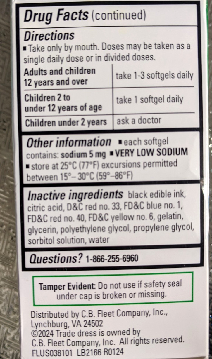 3 PACK Fleet Laxative Stool Softener Oral Laxative for Constipation- 75 softgels