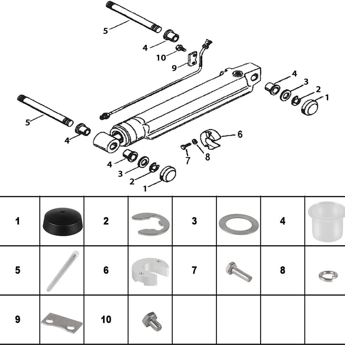 Trim Cylinder Bushing Hardware Kit Tool SEI 9B-116B For Mercruiser Alpha I Gen 2