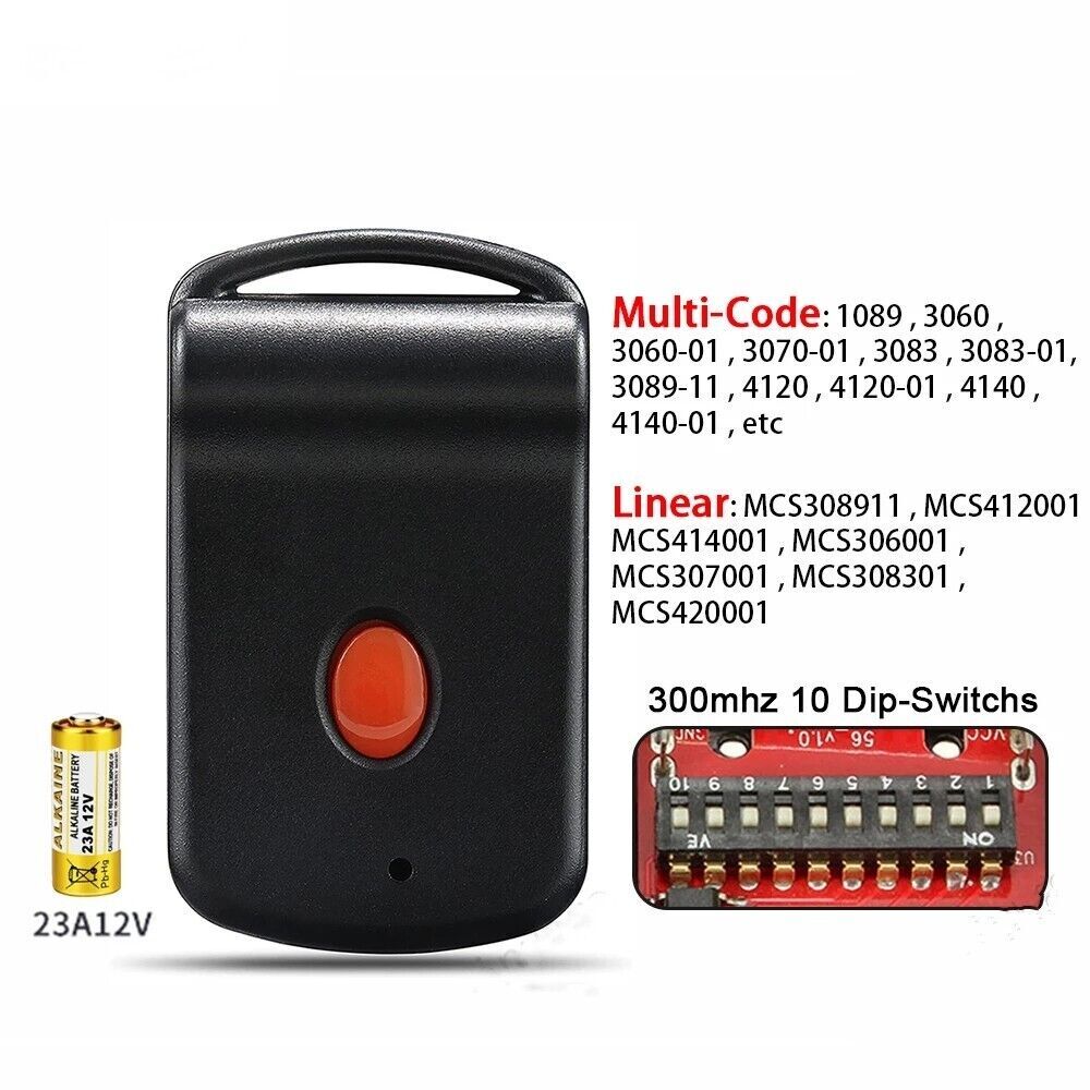 1/2 For 3089 Multi-Code Linear MCS308911 300mhz Black Remote Multicode 308911